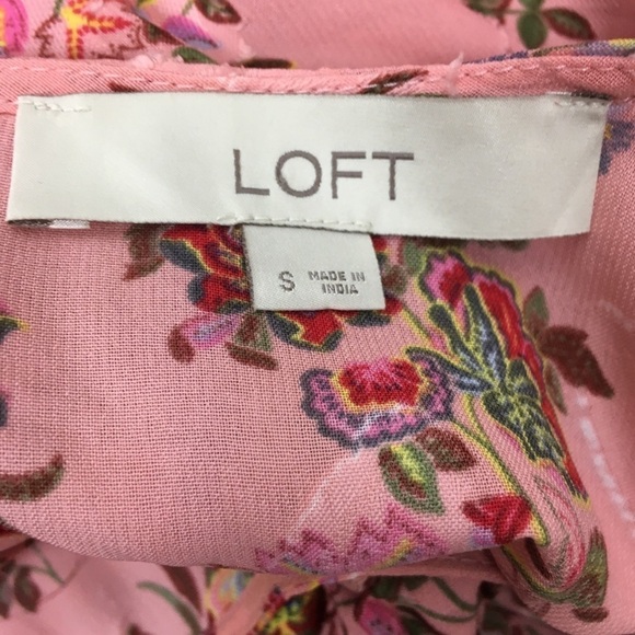 LOFT Blouse Top Floral Paisley Textured Long Sleeve Keyhole Draped Sleeves Small - Picture 8 of 10